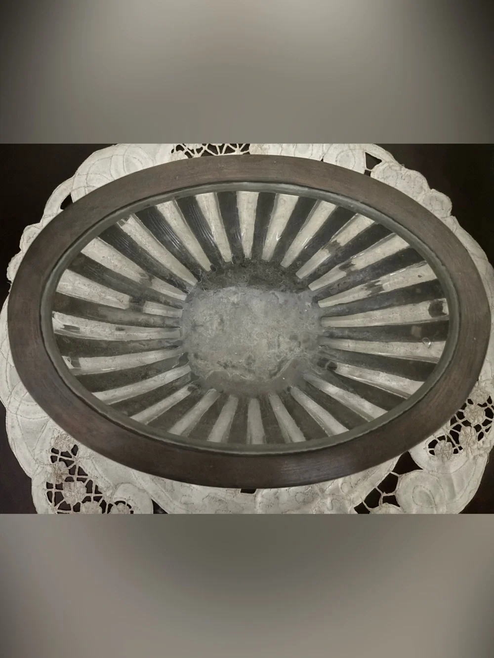 Vintage handblown glass and metal decorative bowl